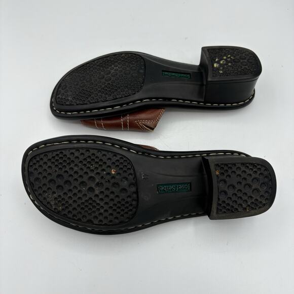 Josef Seibel Slide Sandals Womens Size EU 37 US 6.5 Brown Block Heel‎ - Picture 8 of 8